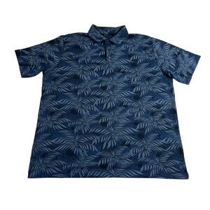 American Tall Palm Tree Print Polo Shirt Size XLT Casual Vacation Classic Golf